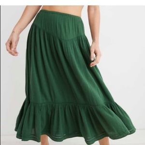 Size small, like new, aerie v yoke green midi skirt